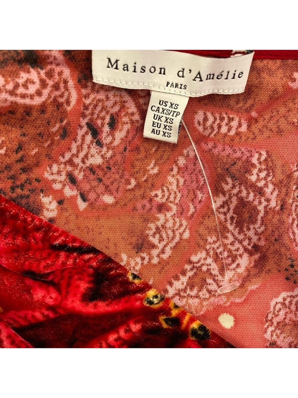 Maison d'Amelie Floral Velvet Long Balloon Sleeve Blouse NWOT Size XS - Picture 4 of 6